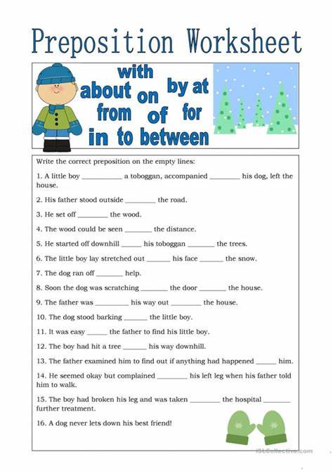 Free English Preposition Worksheets For Grade 3