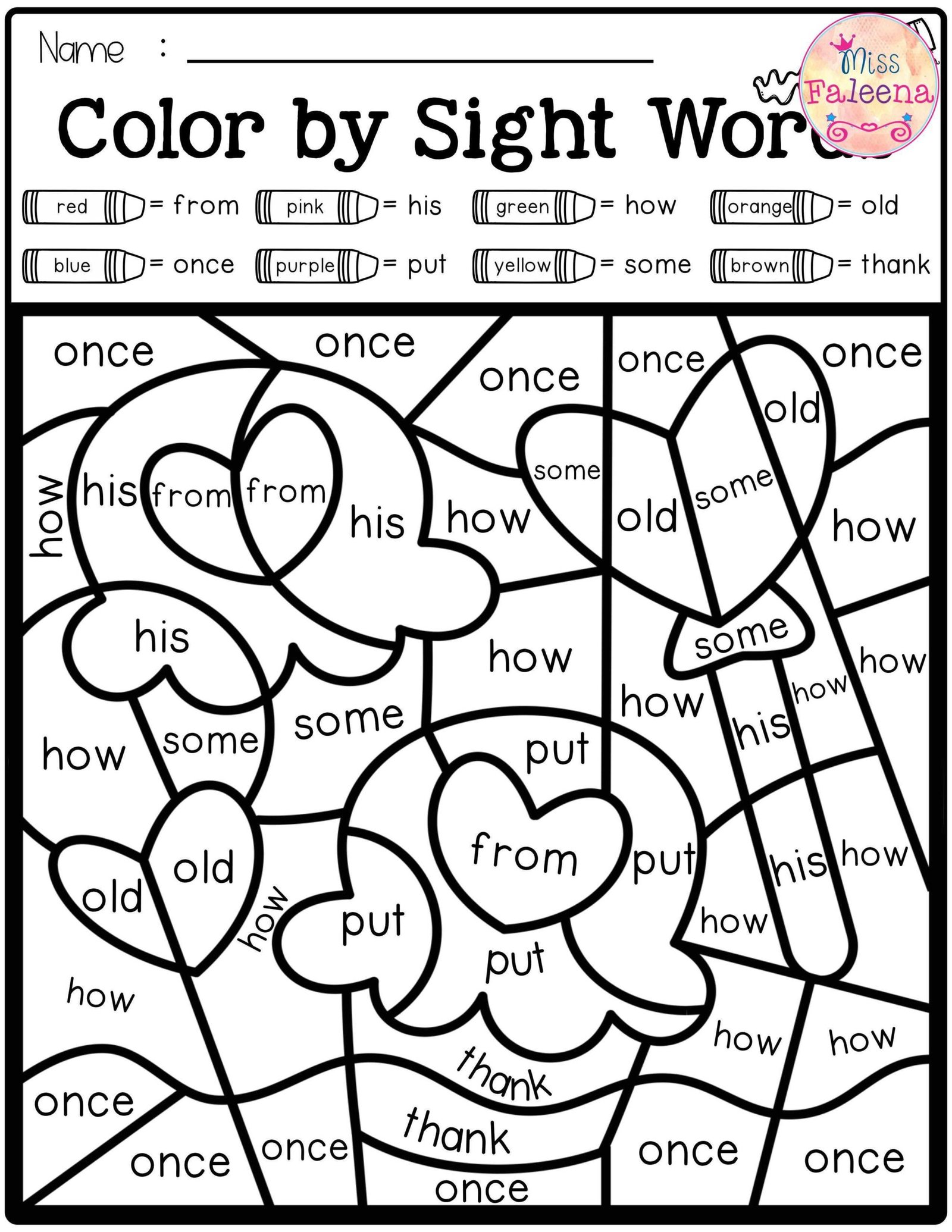 Free Color by Code -Sight Words First Grade | Sight words kindergarten ...