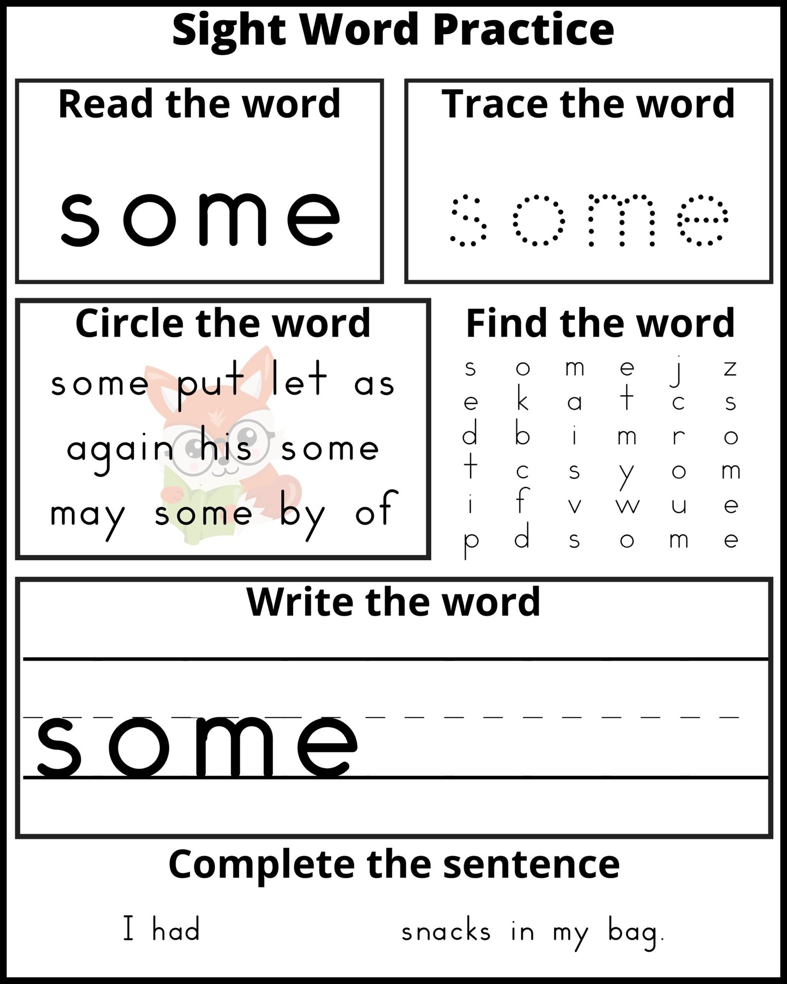 Free Sight Word Worksheets for Extra Practice - OLSH | Homeschool Blog