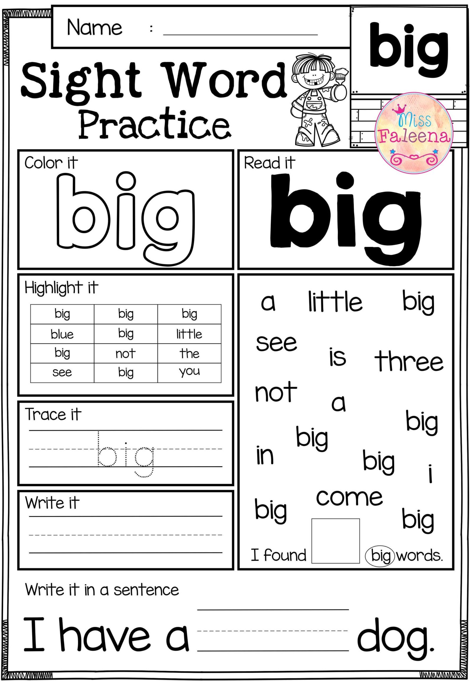 Printable Sight Word Worksheets Printable Sight Word Worksheets