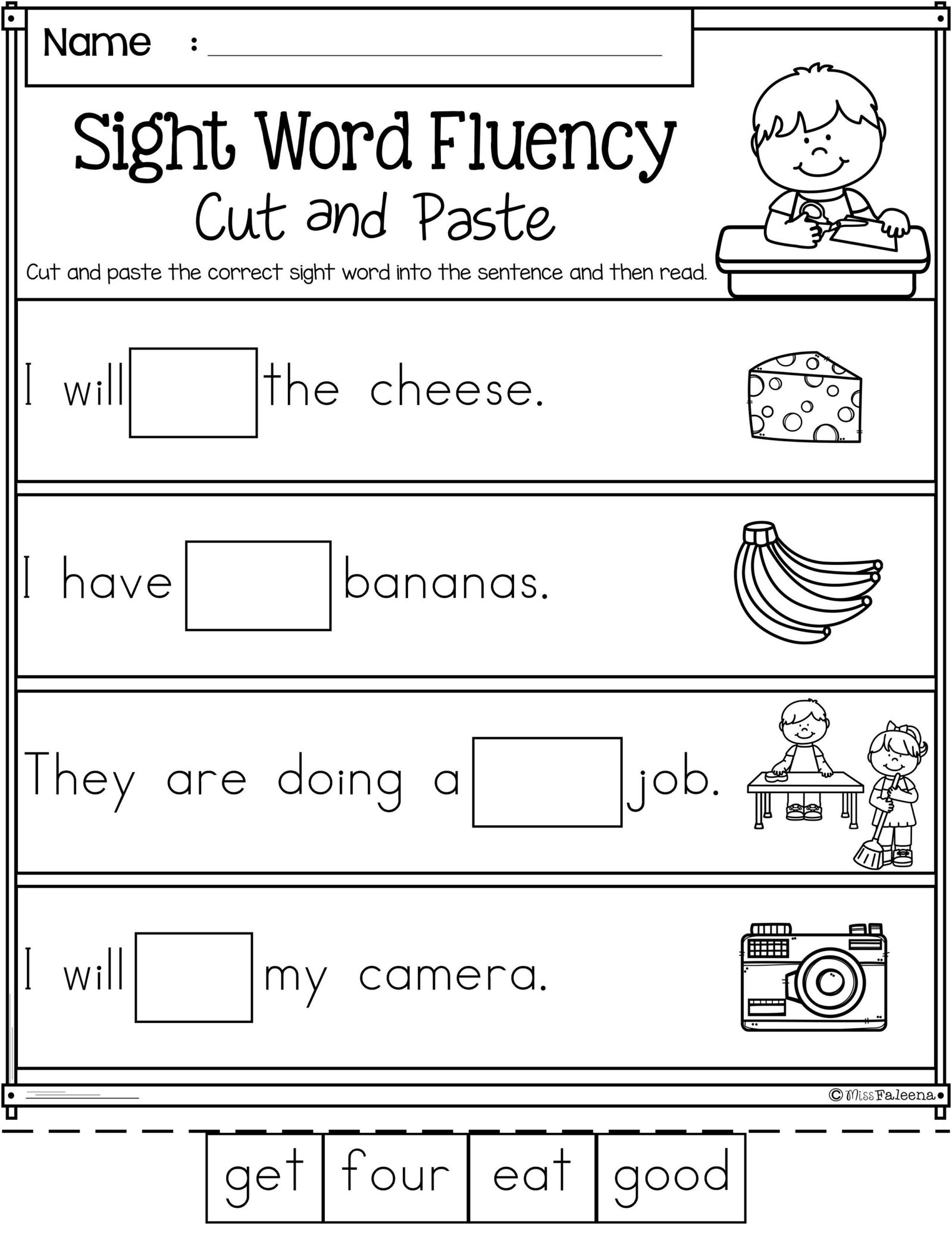 Sight Word Cut And Paste Worksheets - Abjectleader
