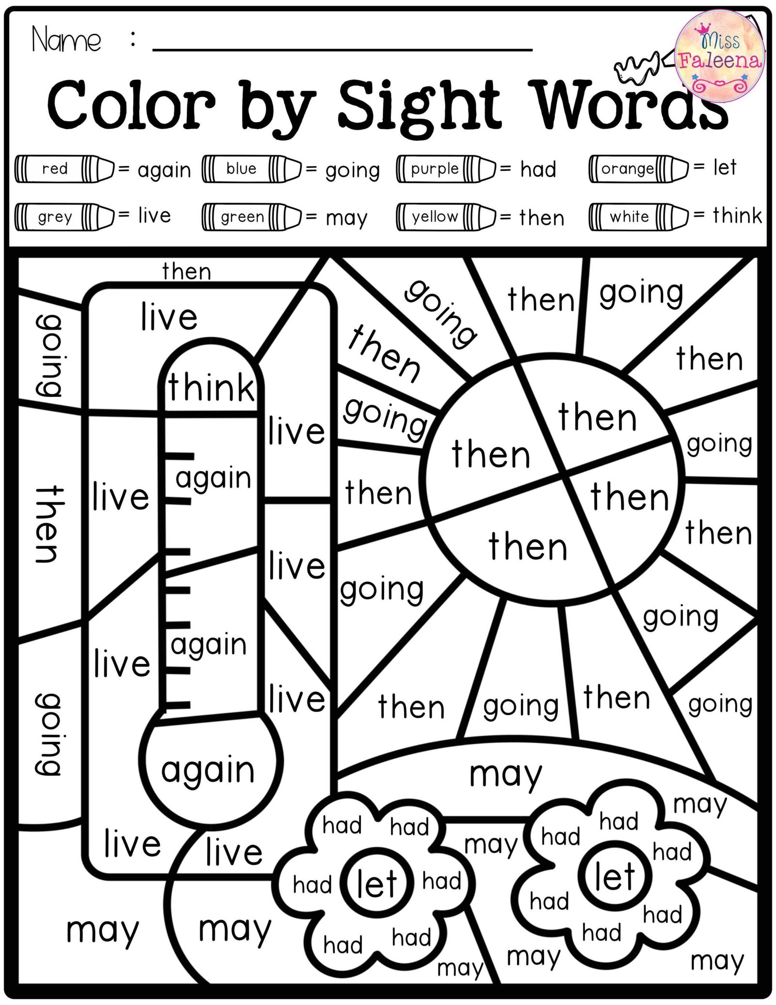 Free Sight Word Coloring Pages First Grade - kidsworksheetfun