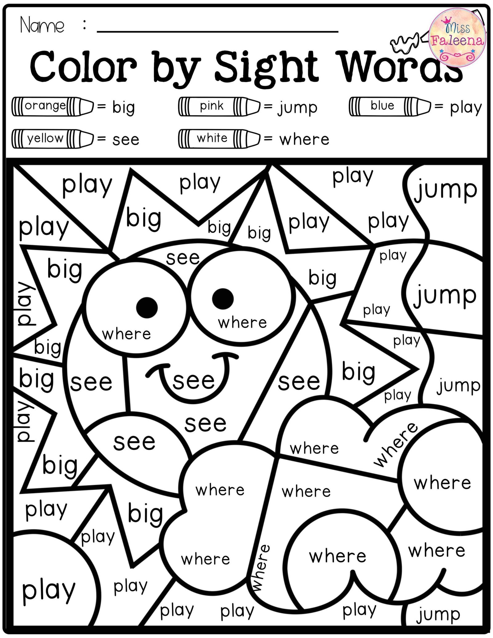 Kindergarten Free Printable Color By Sight Word Kindergarten Free Printable Color By Sight Word