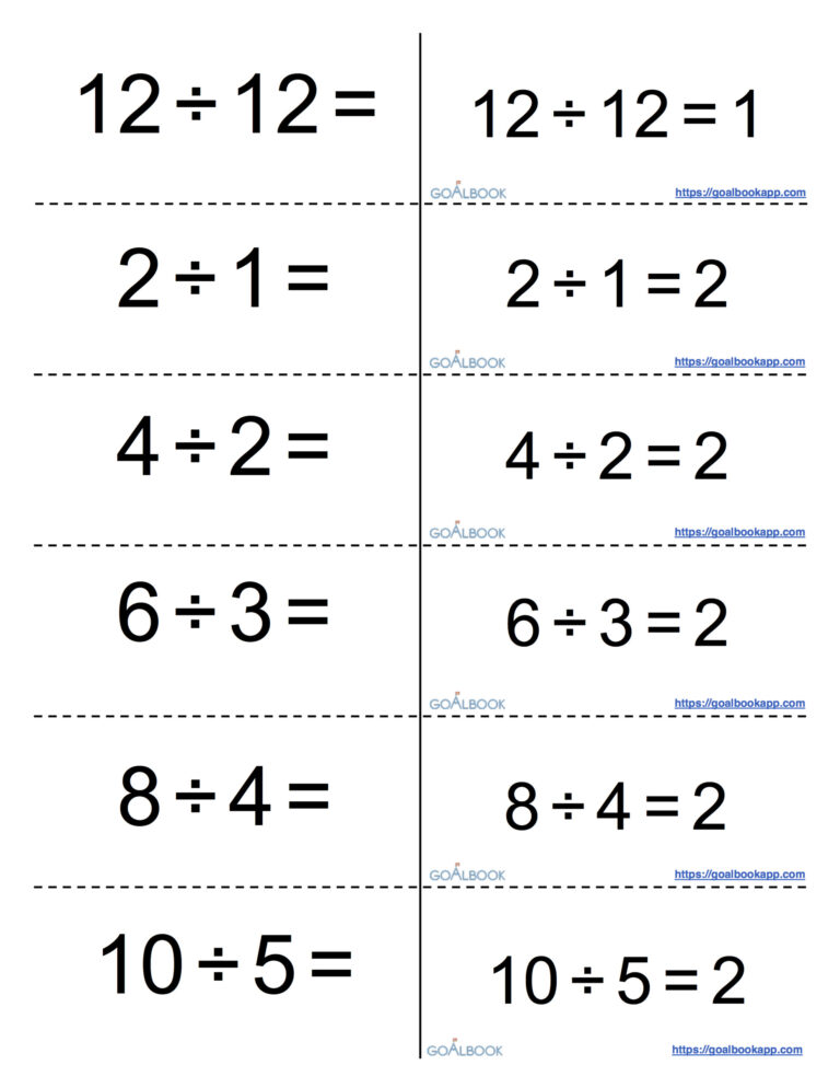 Multiplication Division Flash Cards Worksheets - Worksheets Day