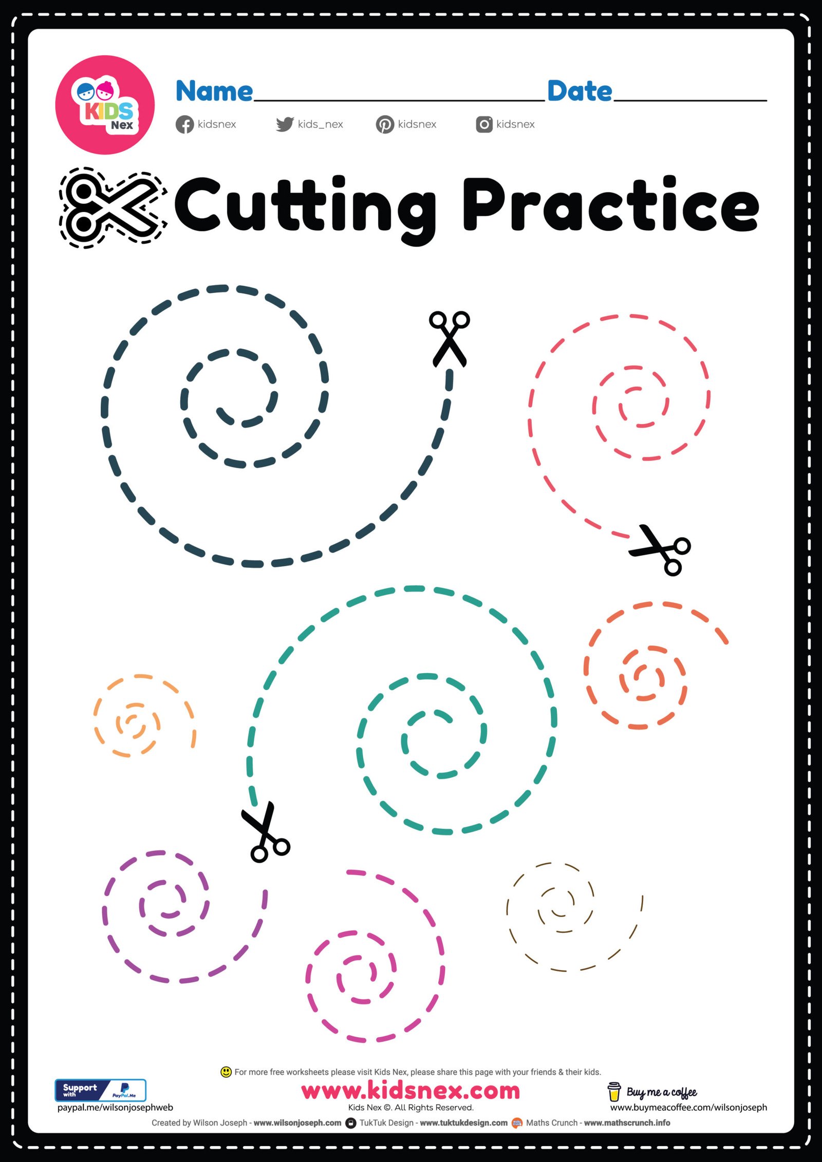 Scissors Skills Printable for Preschool - Free Printable PDF