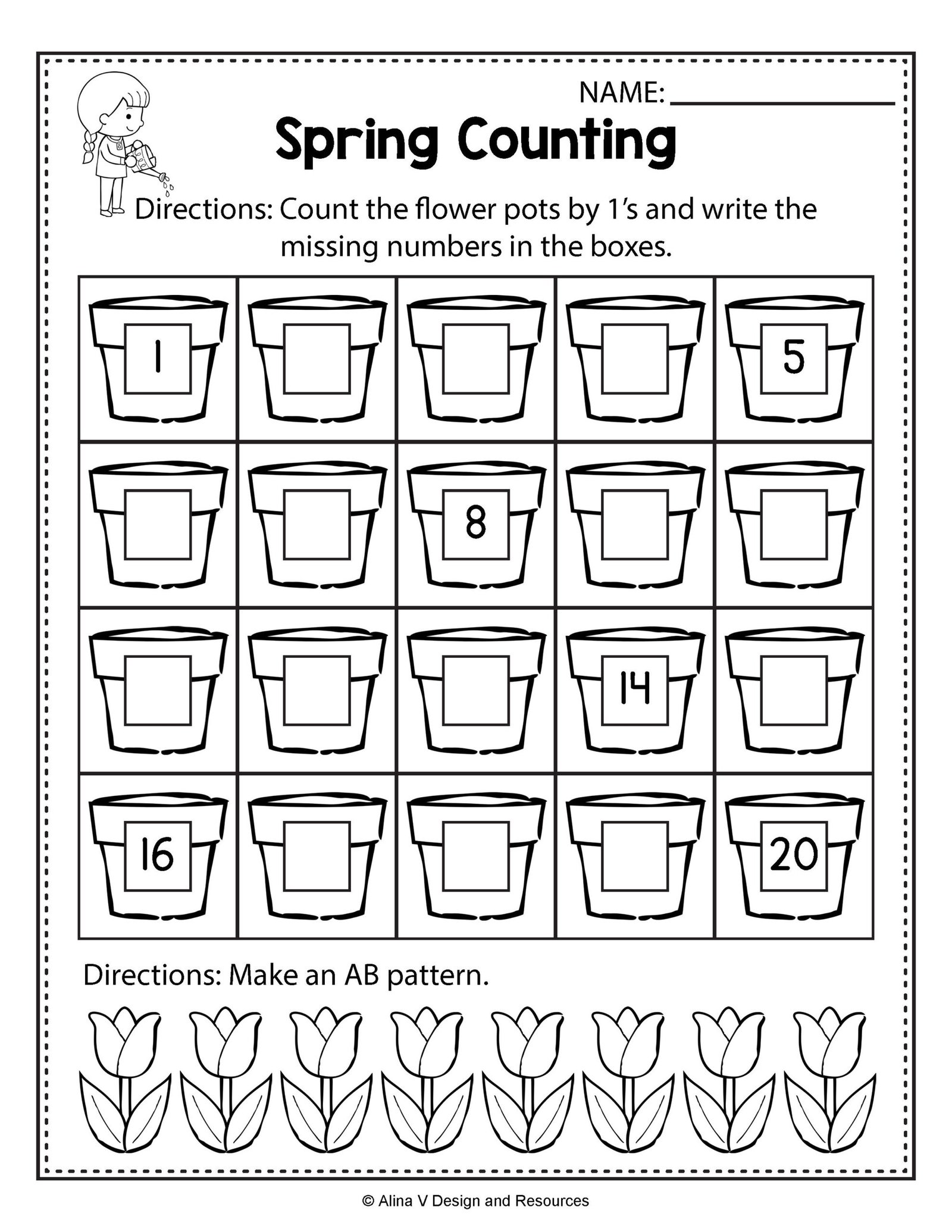 Spring Counting Worksheets