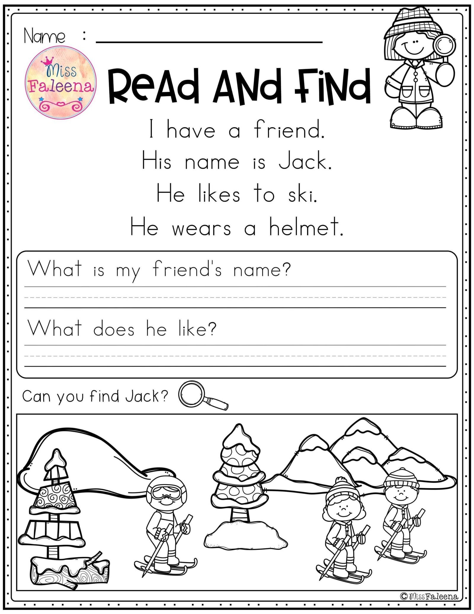 Free Winter Reading Comprehension Worksheets