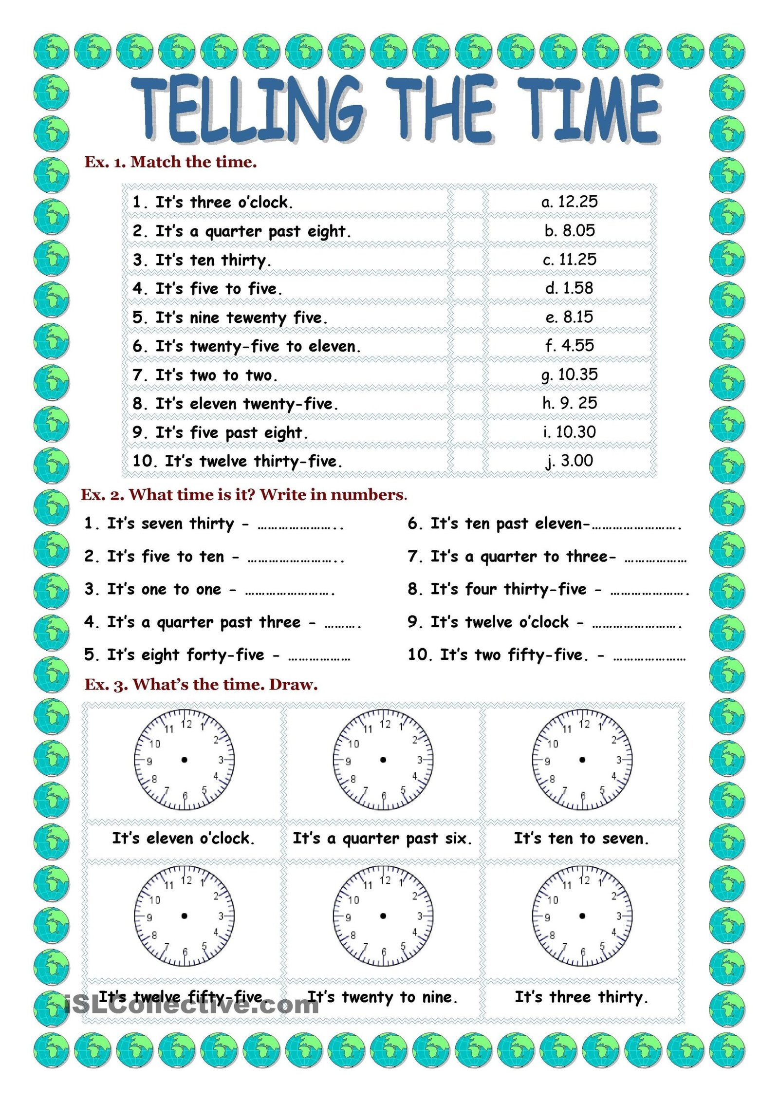 One-click print document | Time worksheets, Telling time worksheets ...