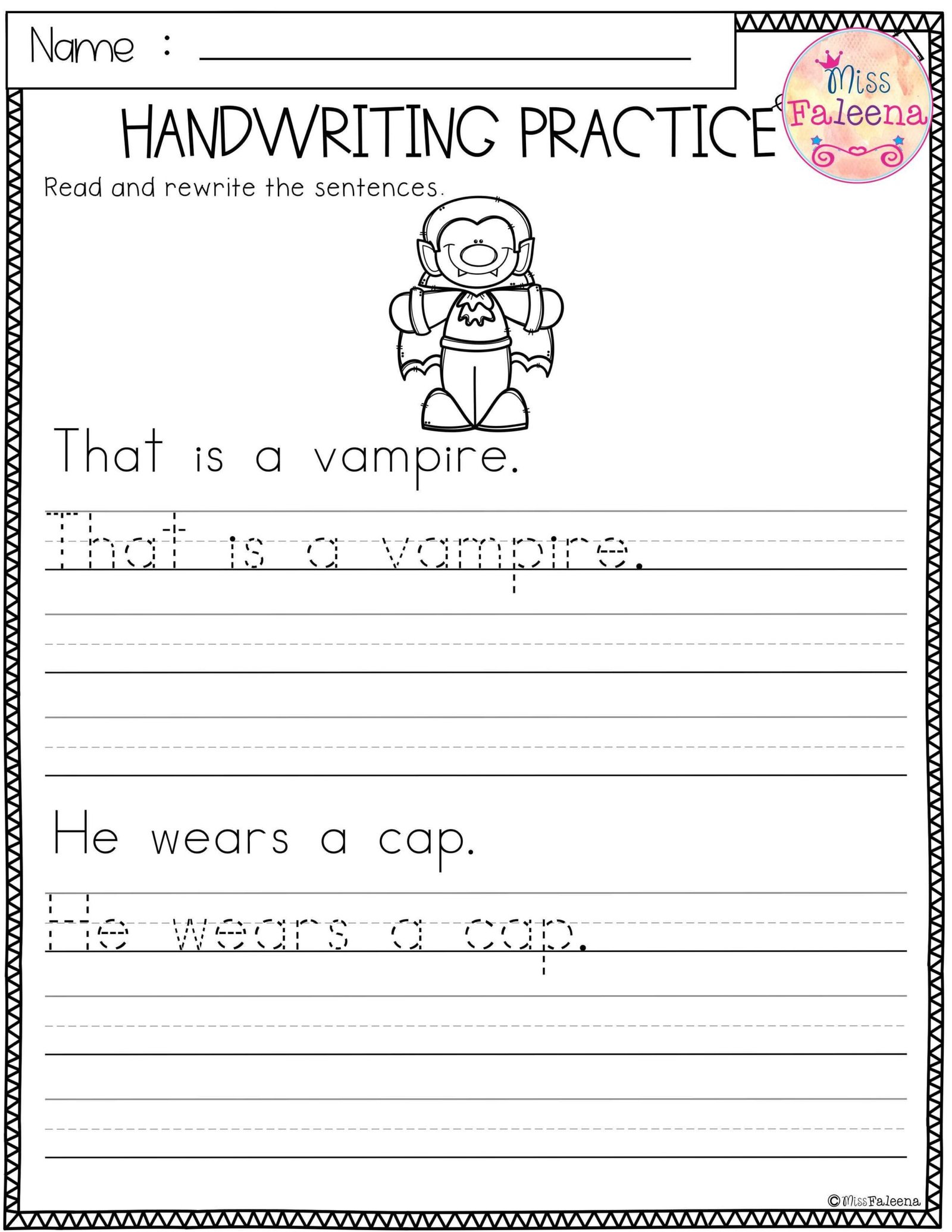 Halloween Handwriting Worksheets