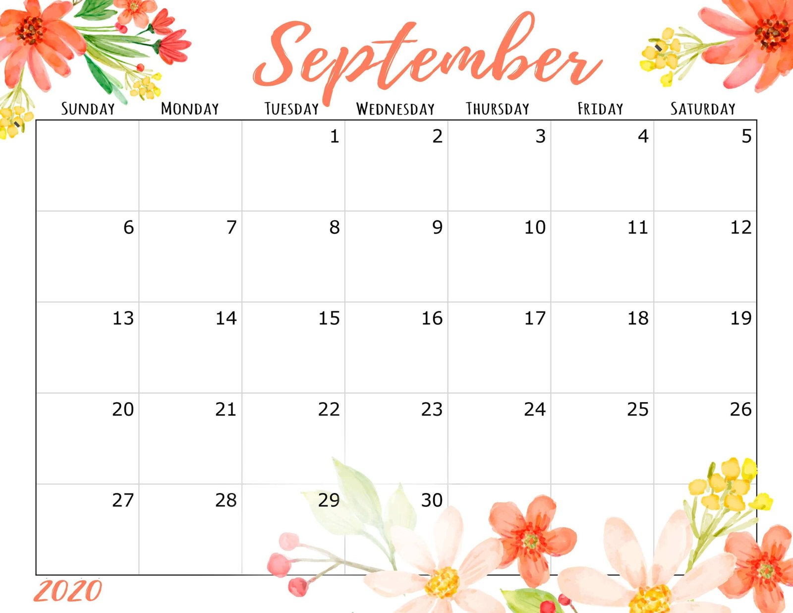 Cute September Calendar - Customize and Print