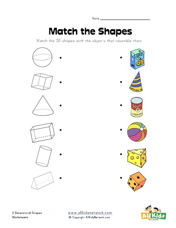 3d Shape Matching Worksheet | Worksheets Samples