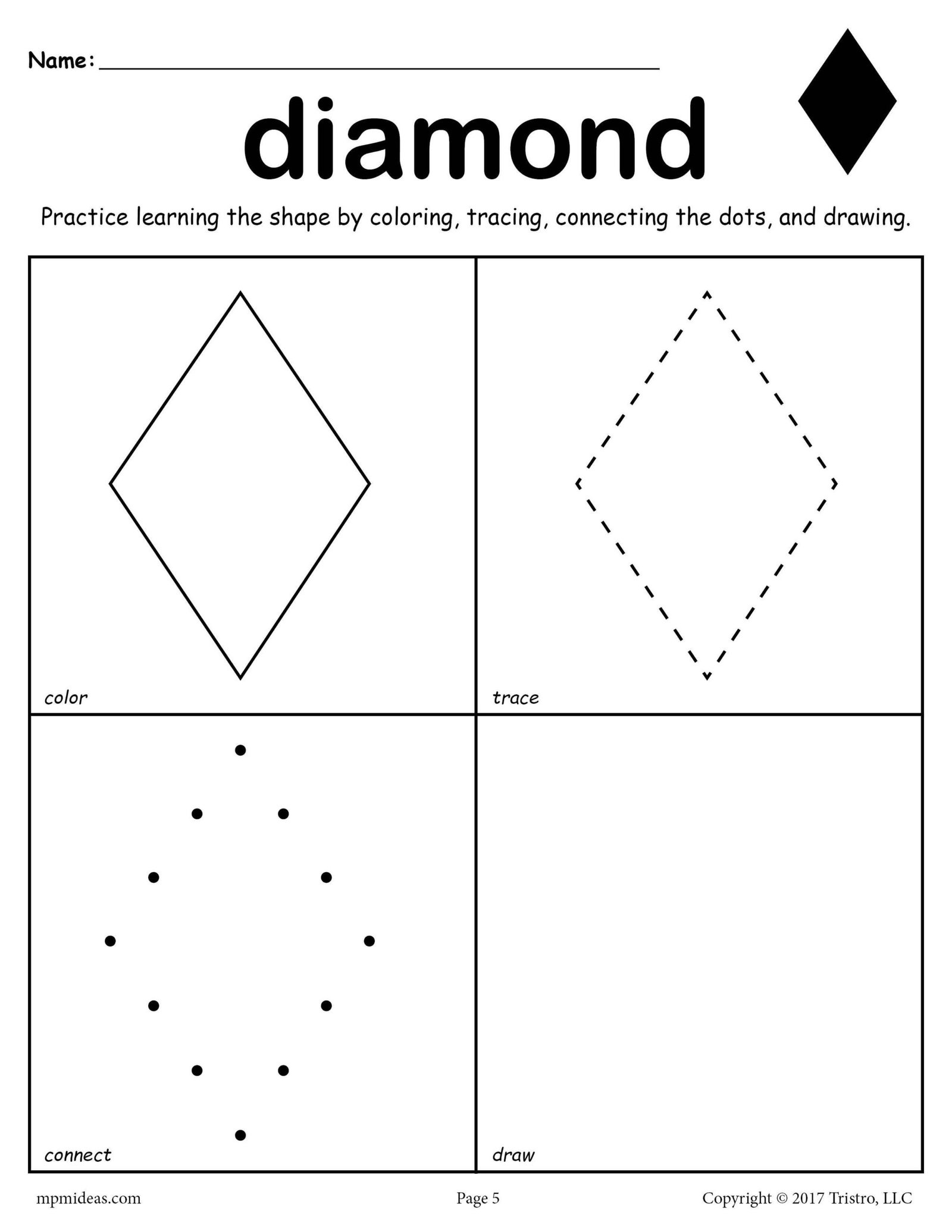 FREE Diamond Shape Worksheet: Color, Trace, Connect, & Draw! in 2022 ... FREE Diamond Shape Worksheet: Color, Trace, Connect, & Draw! in 2022 ...
