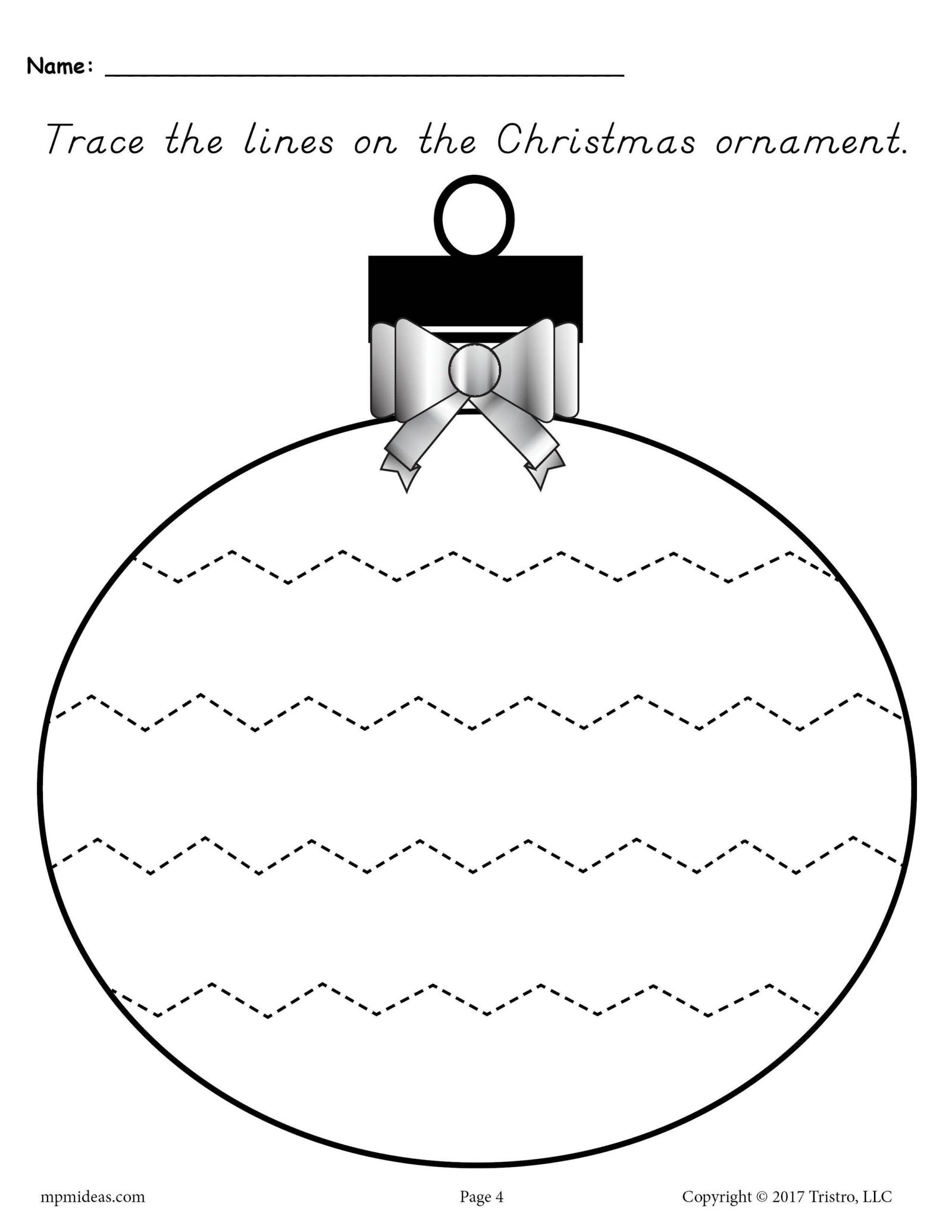 Printable Christmas Ornament Line Tracing Worksheets! | Printable ...