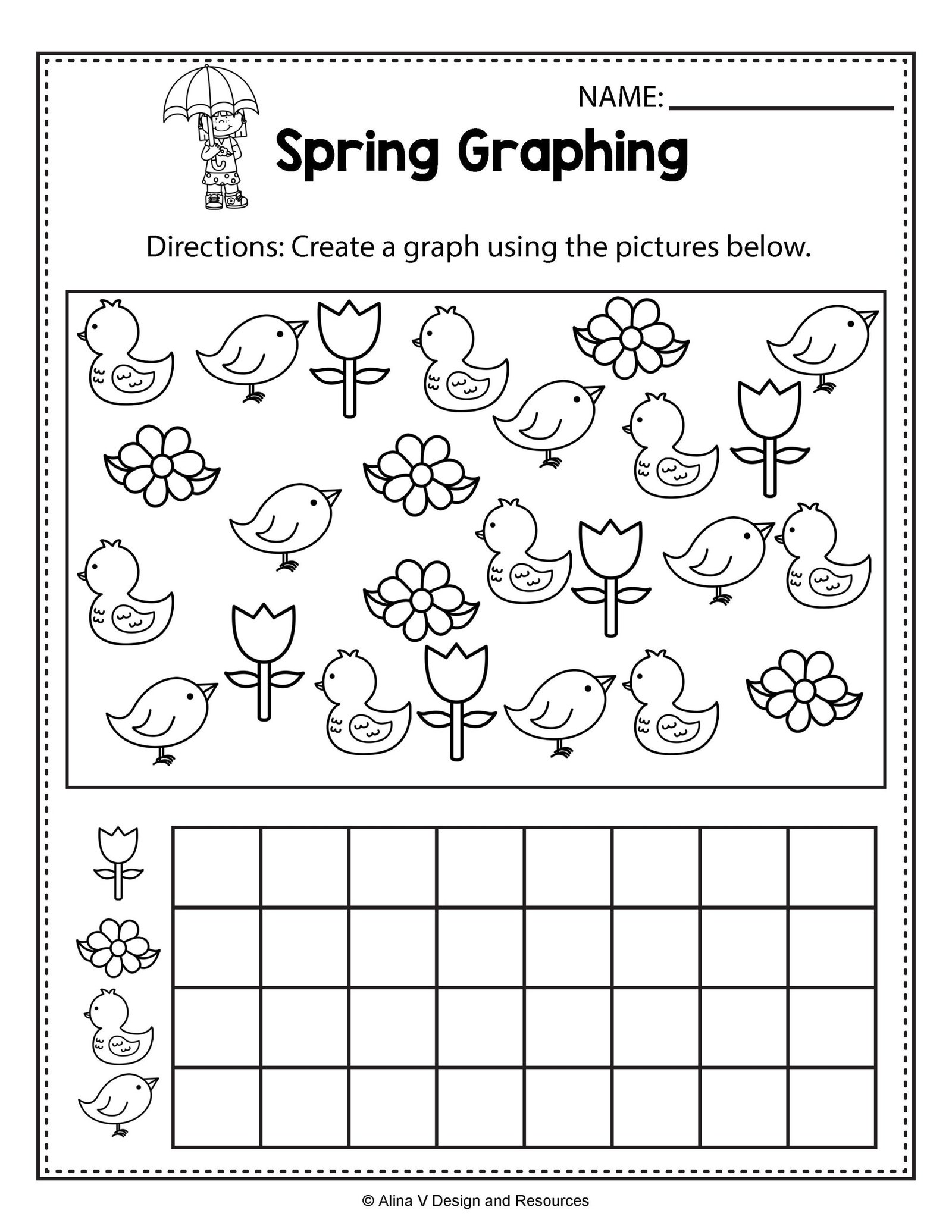 Spring Counting Worksheet Printable