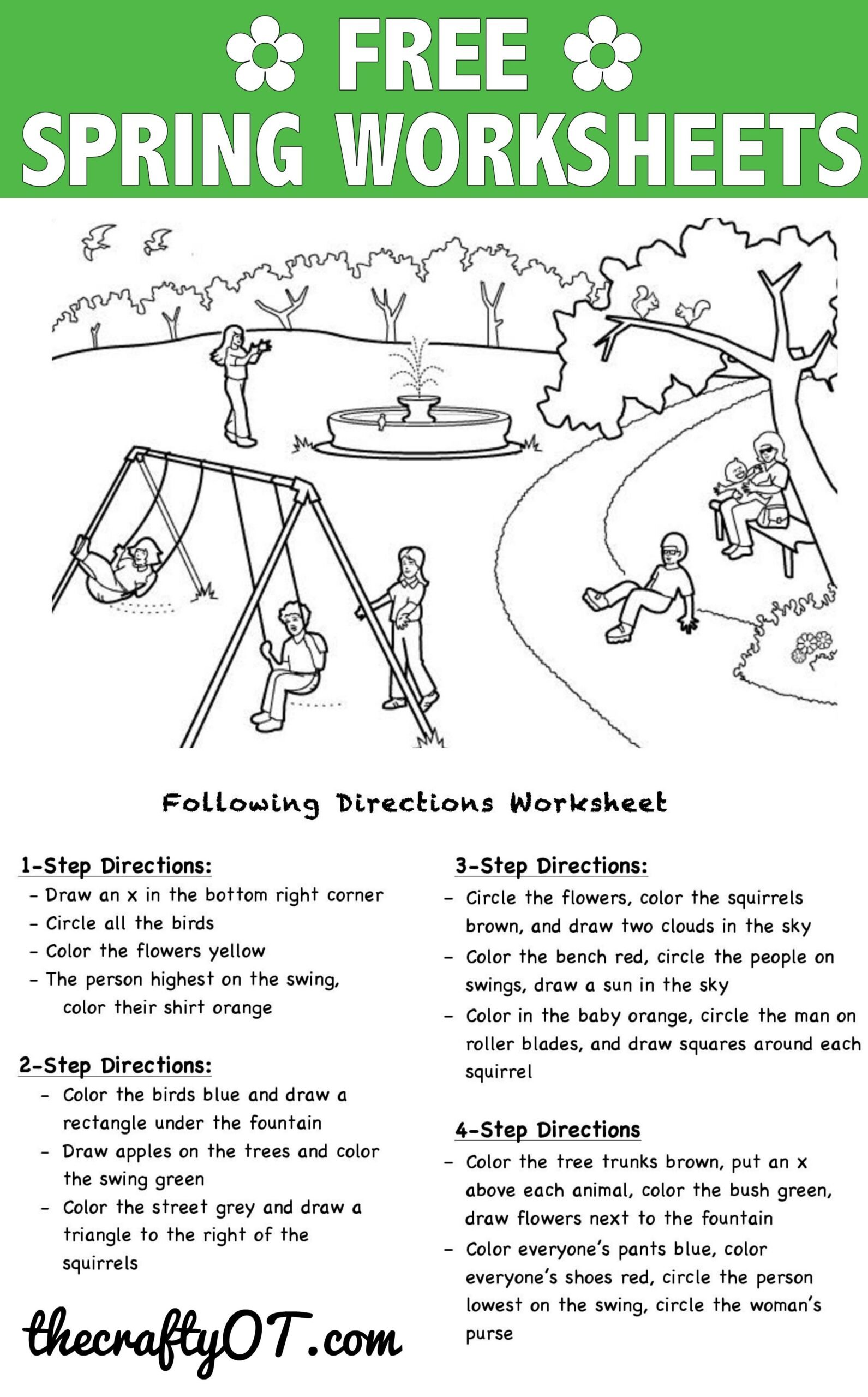 Spring Following Directions Worksheet Printable