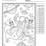 Space Color by Number Worksheet for Kids