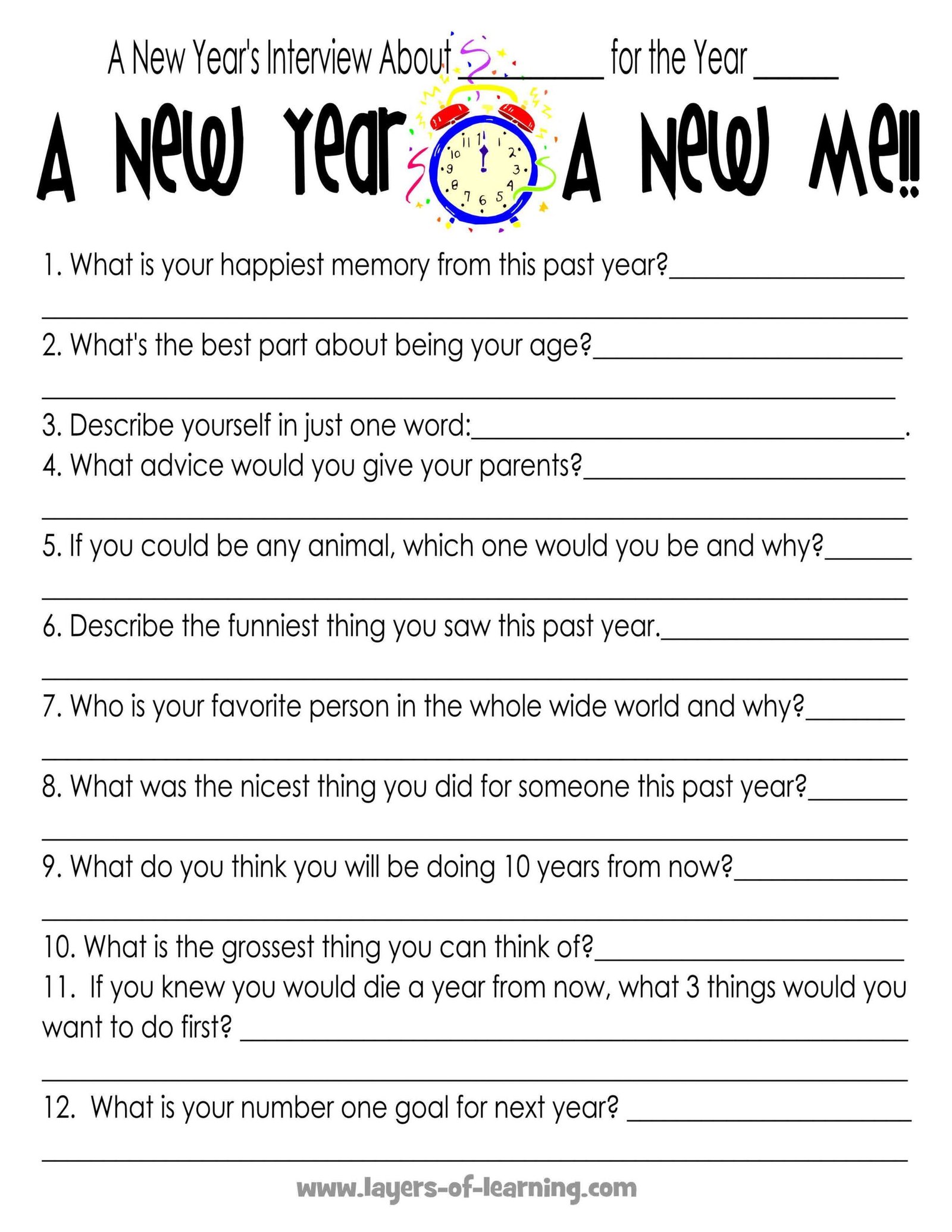 Free Printable New Year Worksheets - Printable Templates