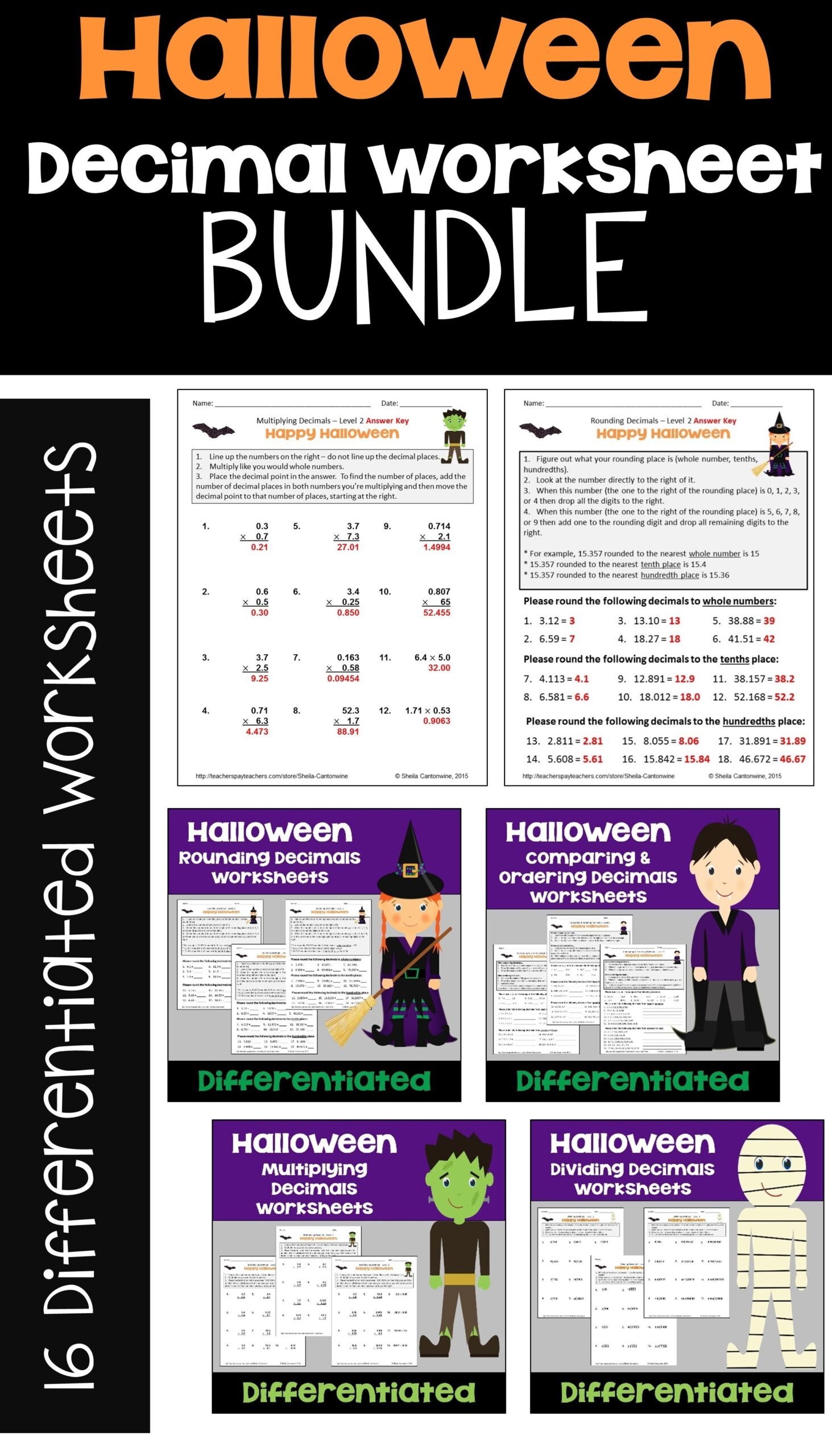 Halloween Decimal Worksheets for Morning Work and Math Centers ... Halloween Decimal Worksheets for Morning Work and Math Centers ...