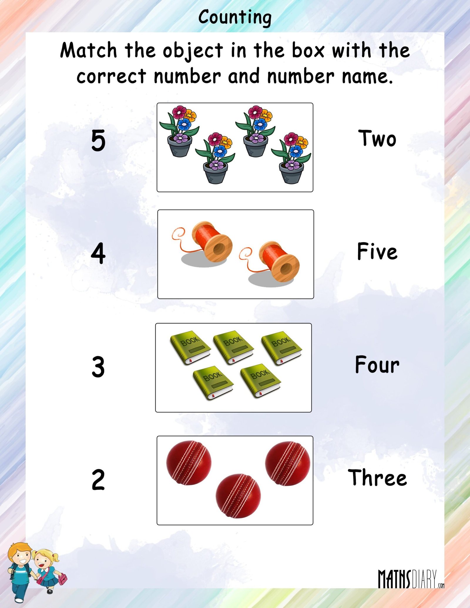 Count the objects and match with the numbers - Math Worksheets ... Count the objects and match with the numbers - Math Worksheets ...