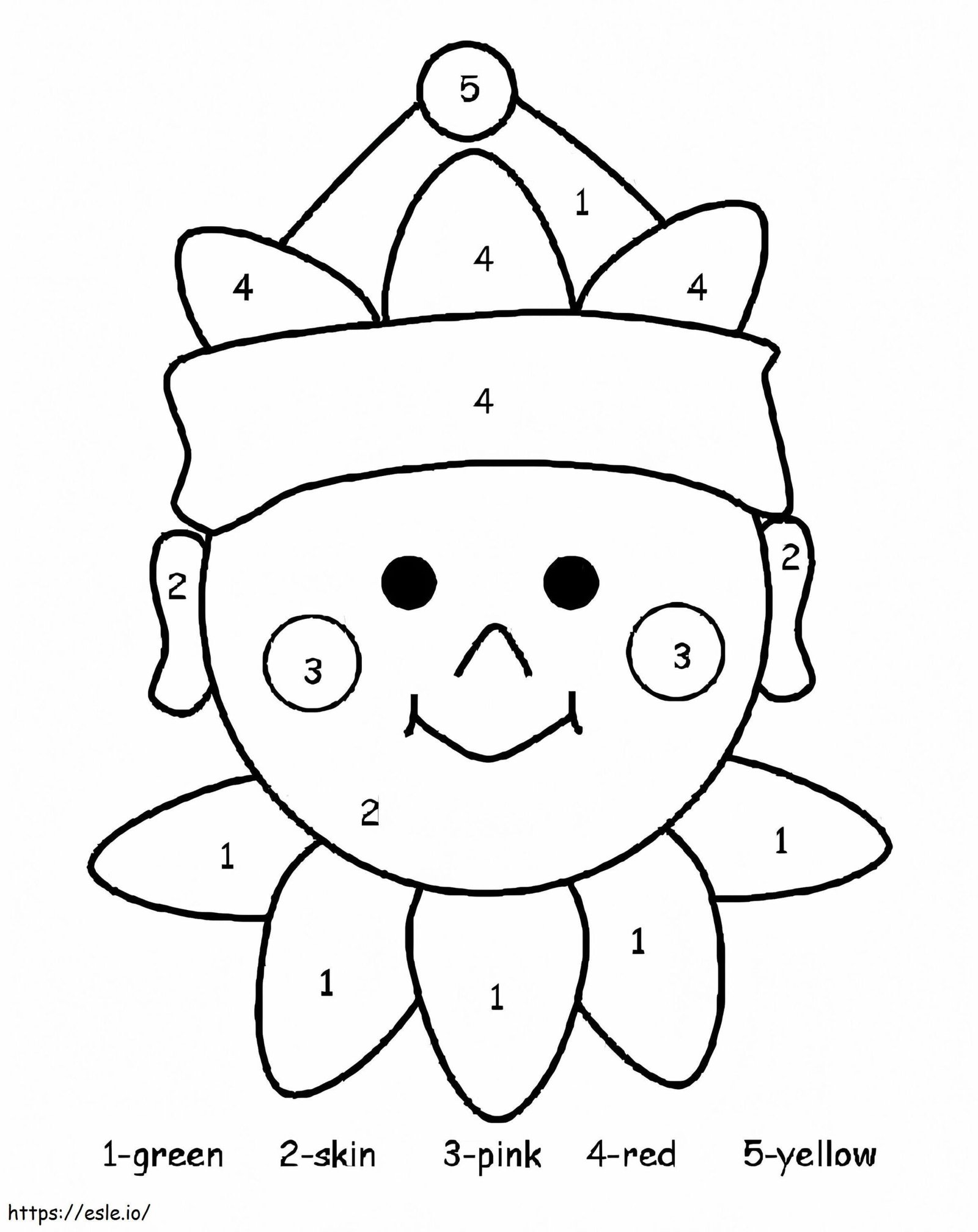 Easy Clown Color By Number coloring page