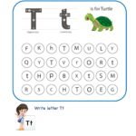 Kindergarten Letter T worksheets – Find and Color – KidzeZone