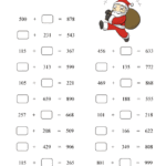 Printable X-mas Missing Addends worksheet for grade 3 students