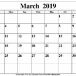 Printable March Calendar Blank March 2019 Calendar Printable