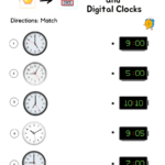 Matching Digital And Analog Clocks Worksheets Matching Analog And Digital Clocks Worksheets | WorksheetsGO