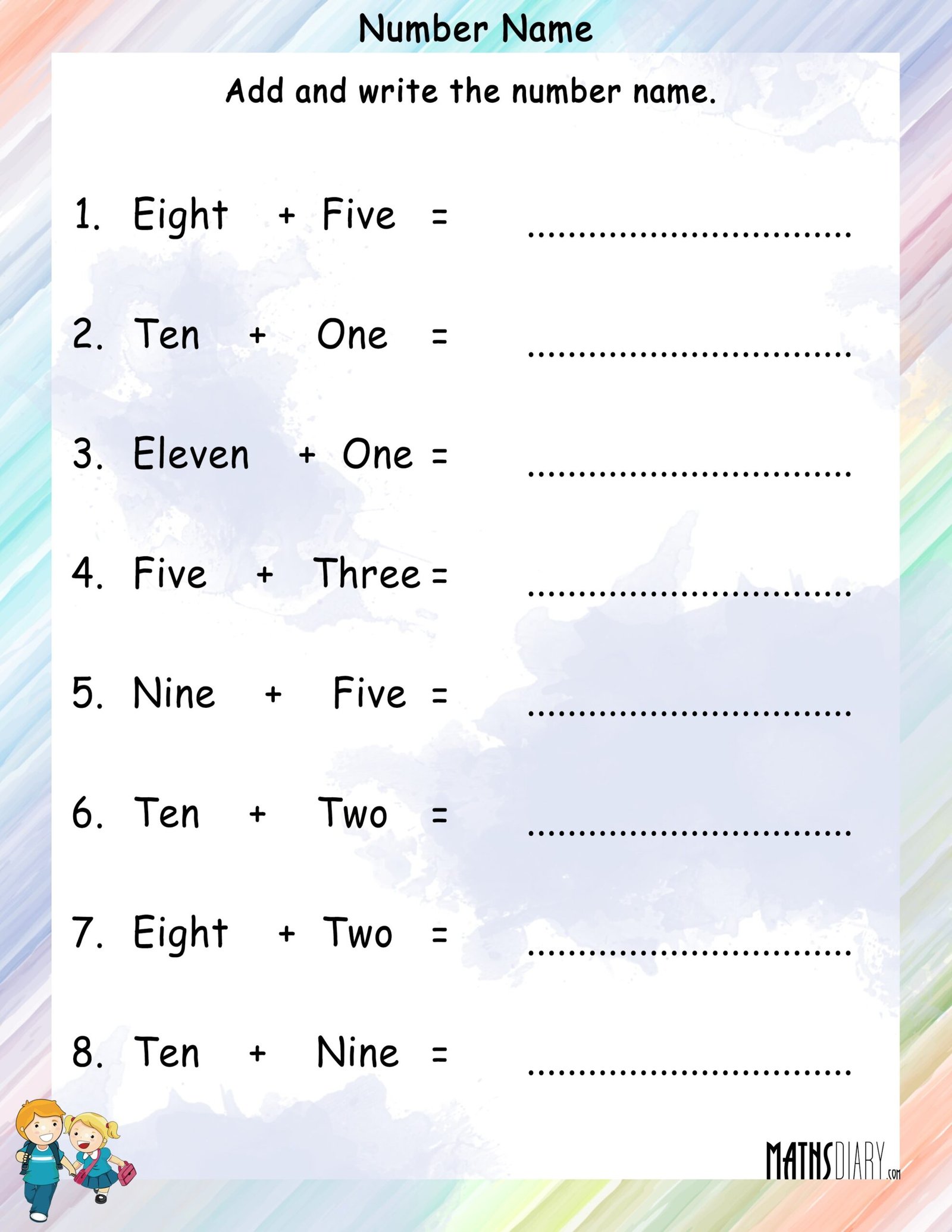 Number Names 1 To 10 Worksheets