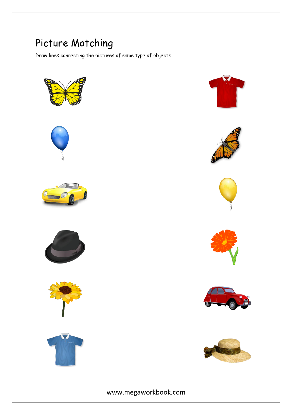 free printable preschool worksheets match same objec kindergarten ...