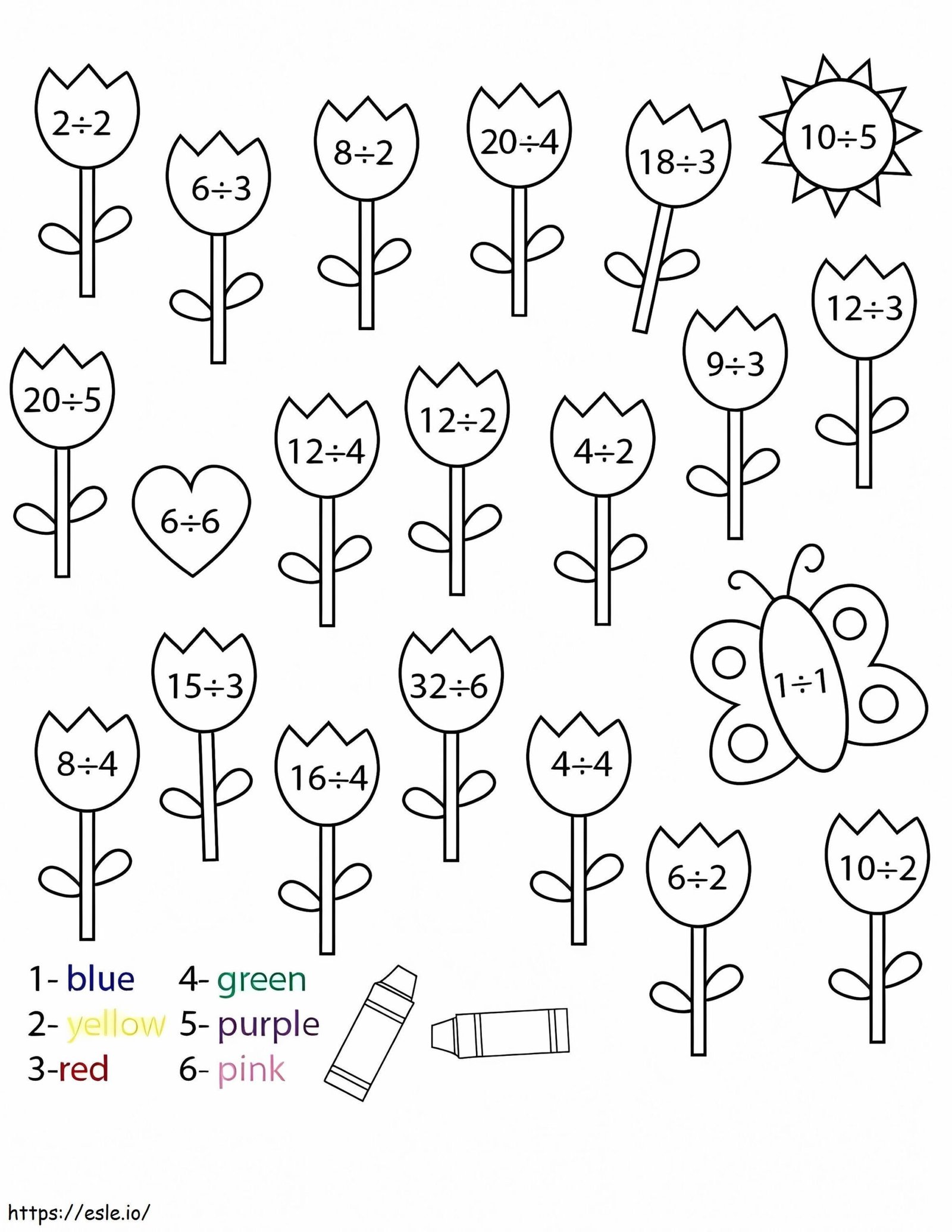 Tulips Division Color By Number coloring page