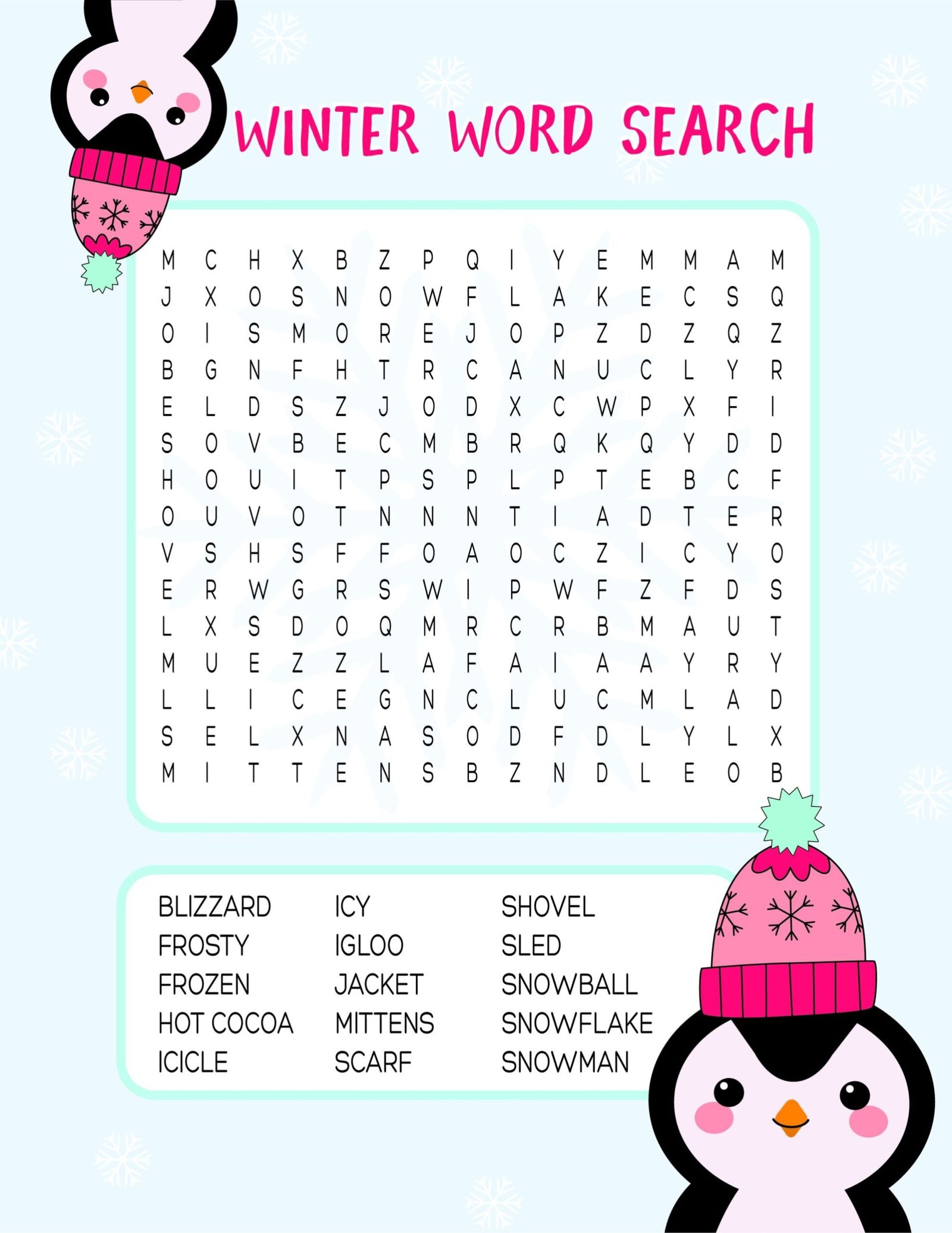 Winter Word Searches Printable - Word Search Printable Free For Kids ...
