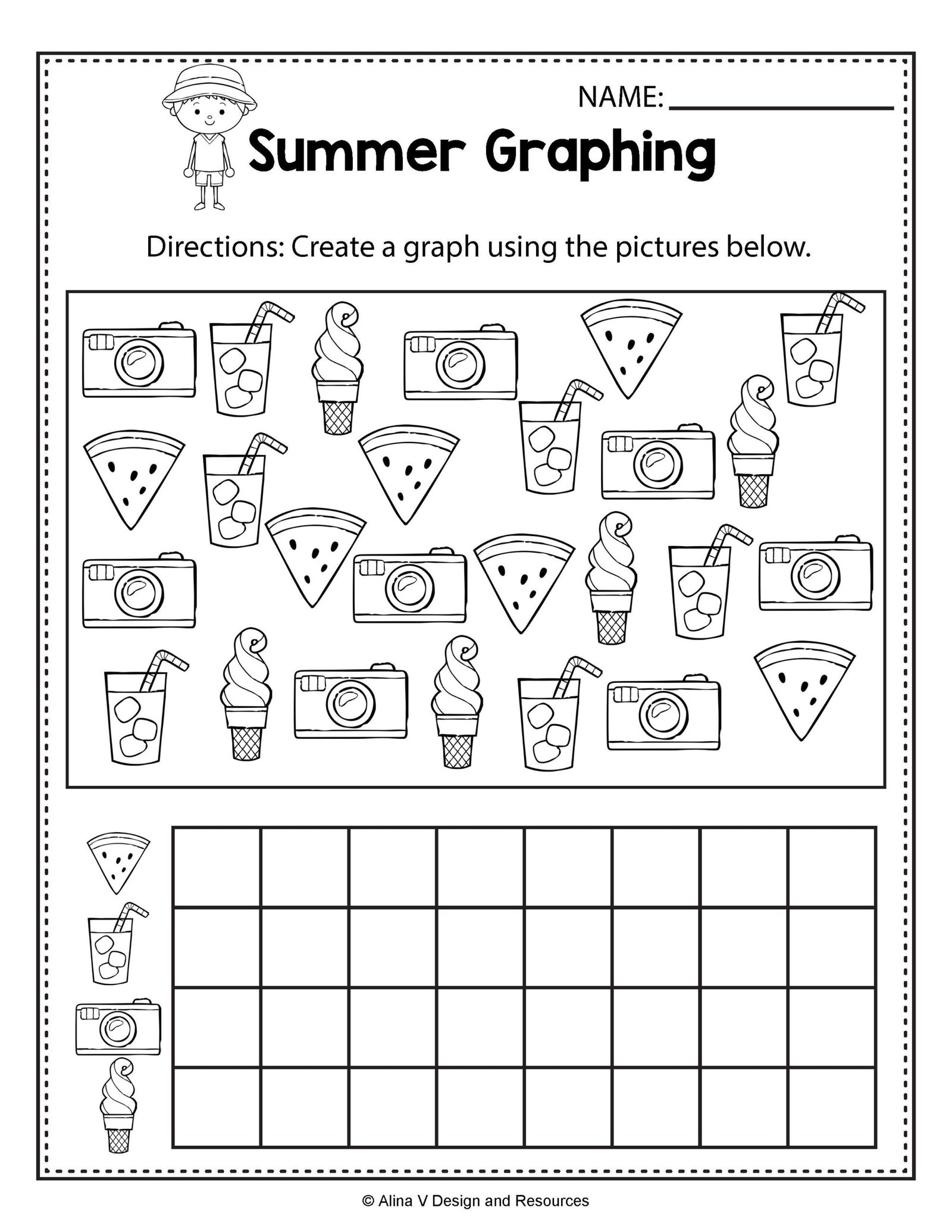 Summer Counting Practice Worksheet