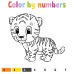 Baby Cute Tiger color by number – Download, Print Now!