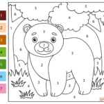 Bear Color by Number | Free Printable Coloring Pages