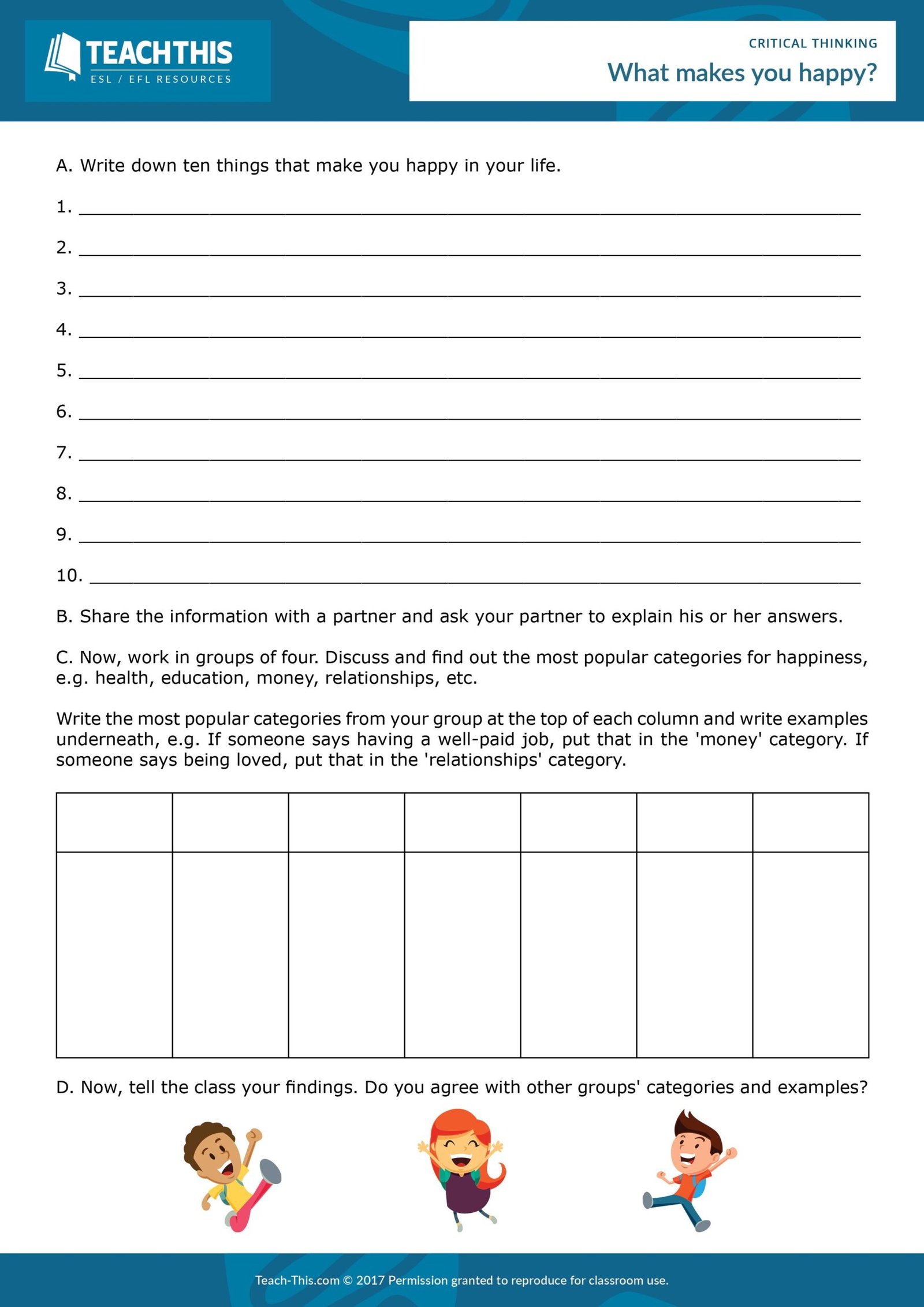 Critical Thinking Worksheet Kids