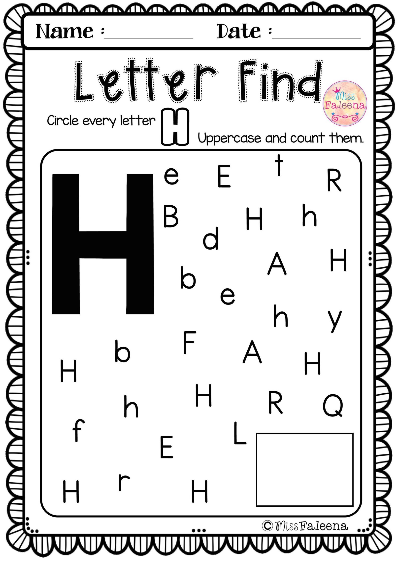Letter H Printable Worksheets - Printable Word Searches