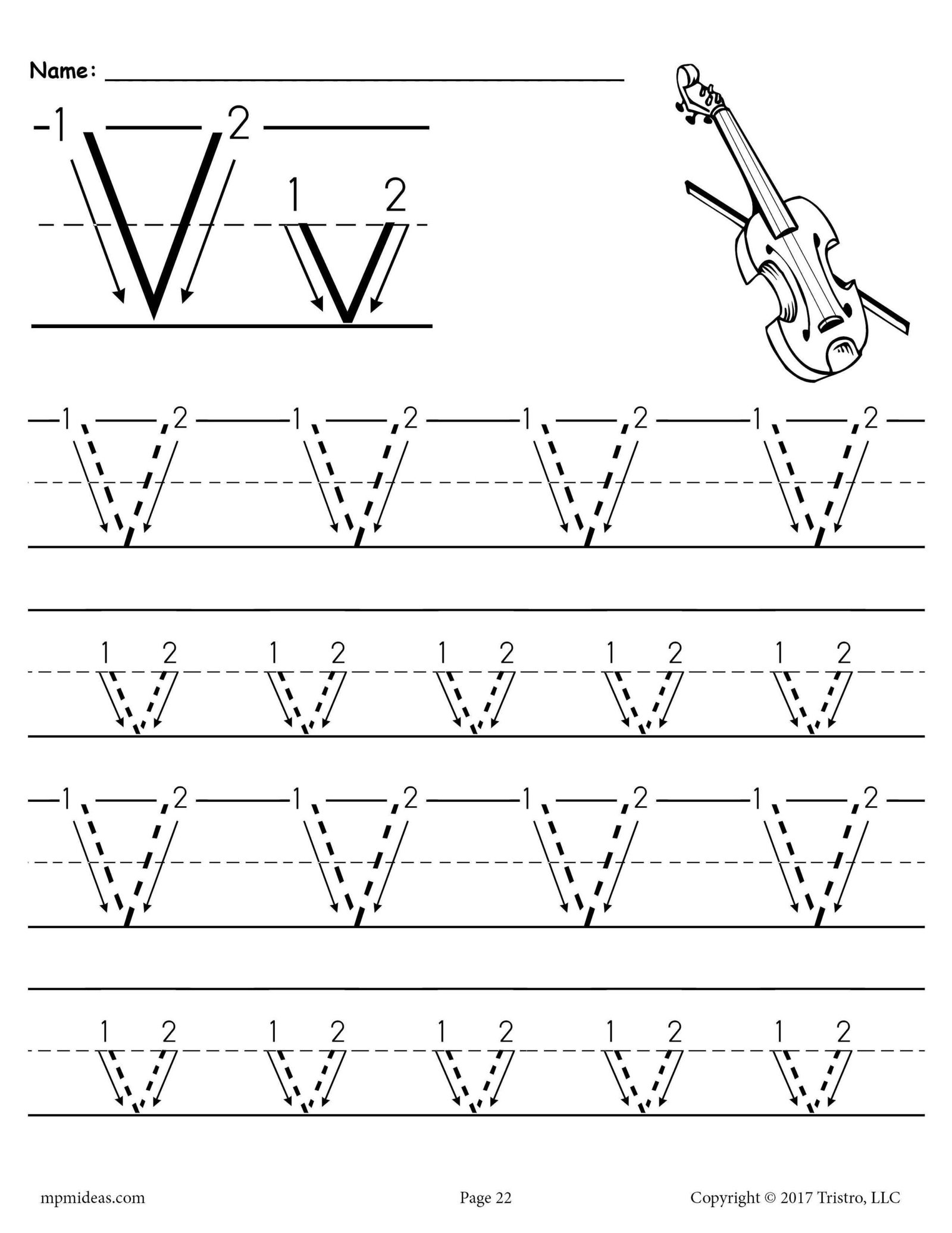 FREE Printable Letter V Tracing Worksheet With Number and Arrow Guides ... FREE Printable Letter V Tracing Worksheet With Number and Arrow Guides ...