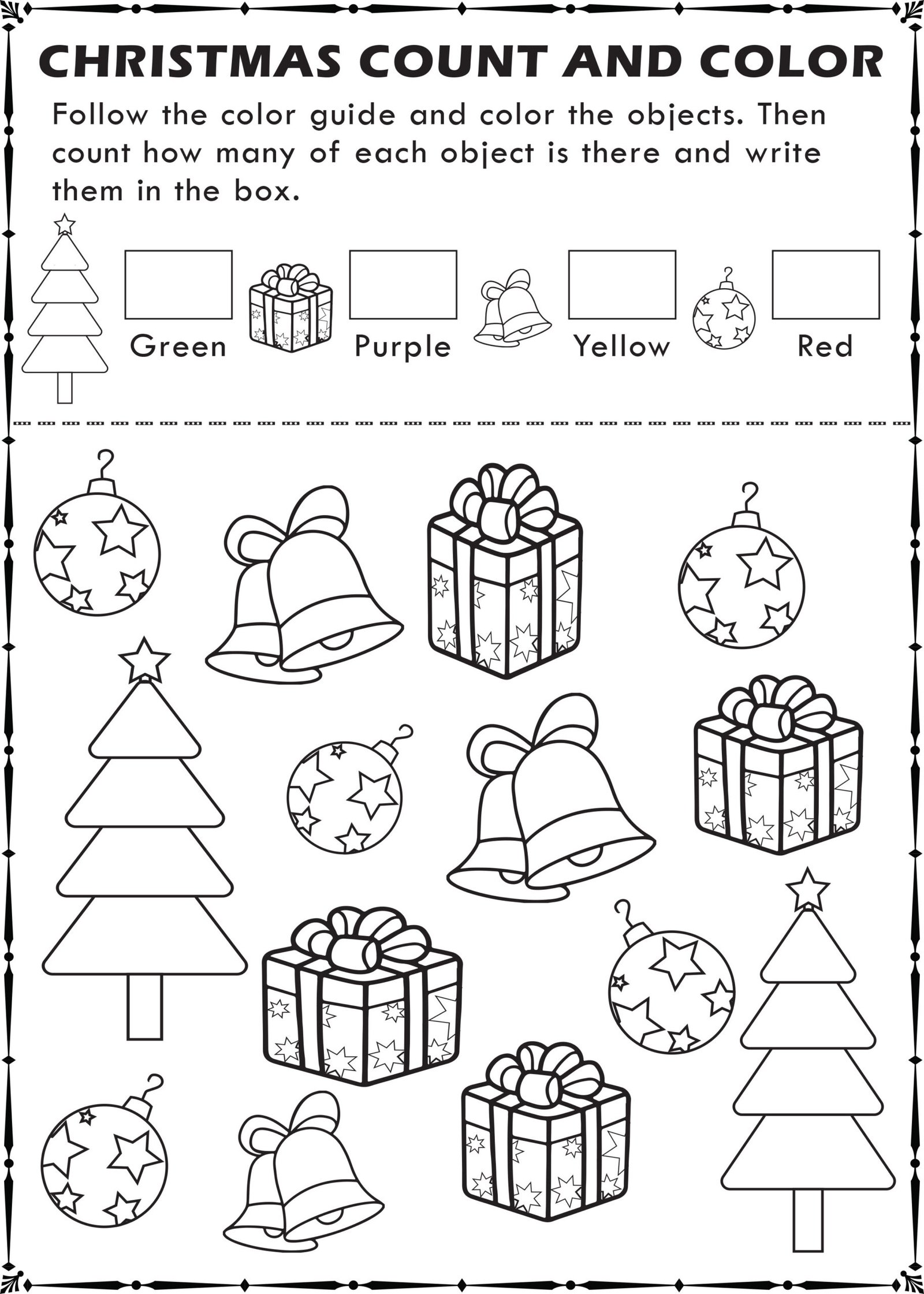 Free Printable: Christmas I Spy Count and Color Activity Page for Kids
