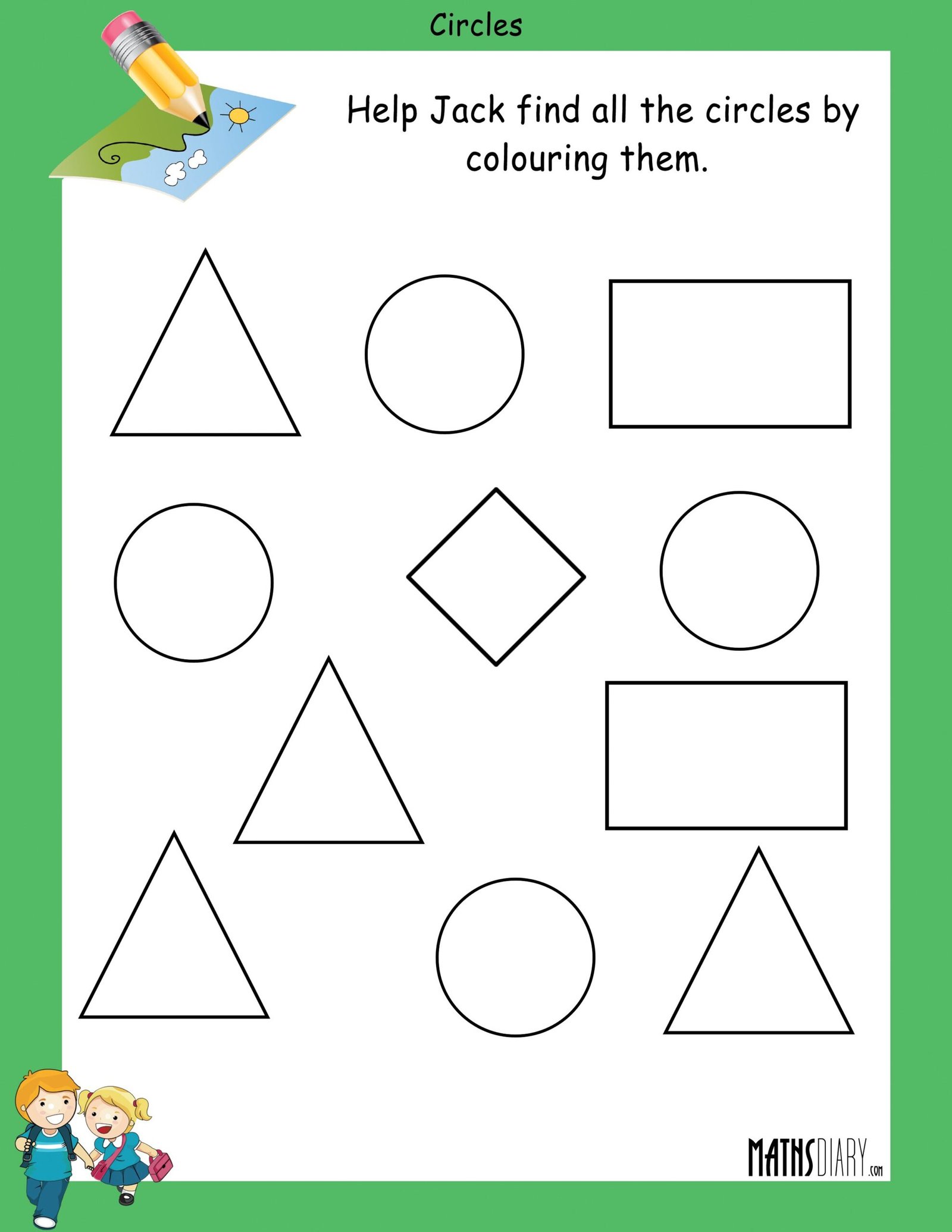 Finding shapes - Math Worksheets - MathsDiary.com