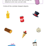 Cylinder Worksheet: Three–Dimensional Shapes Free Printable for Kids