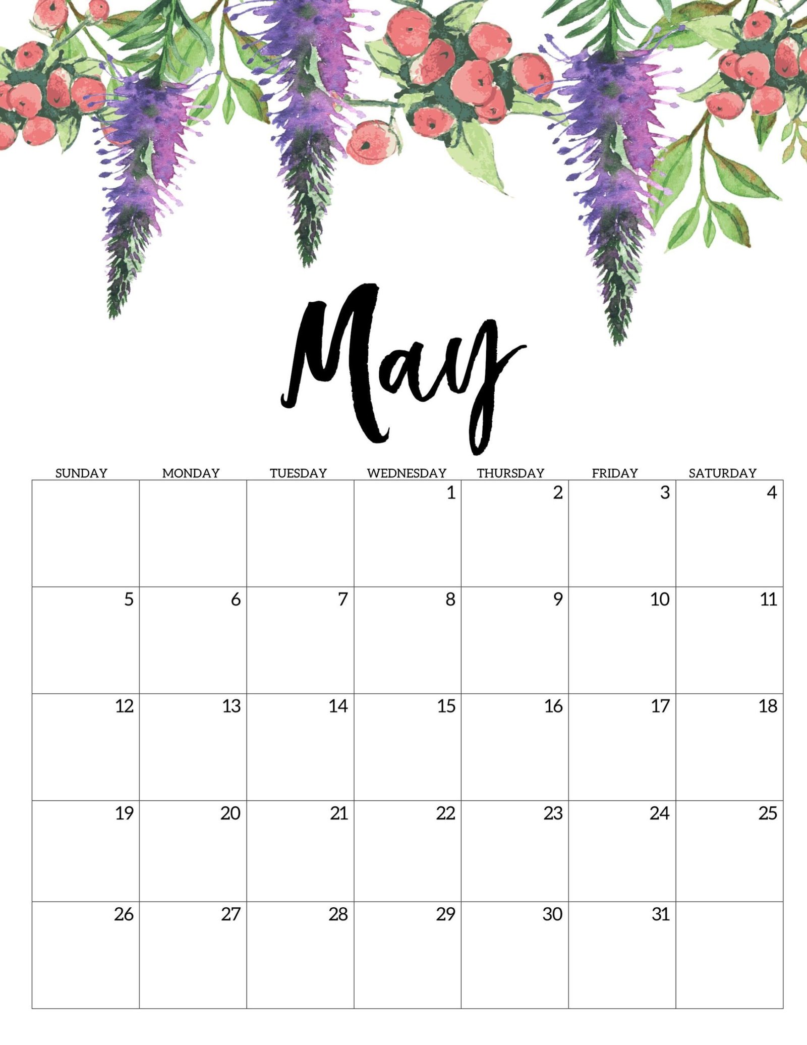 May Free Printable Calendar - Printable World Holiday