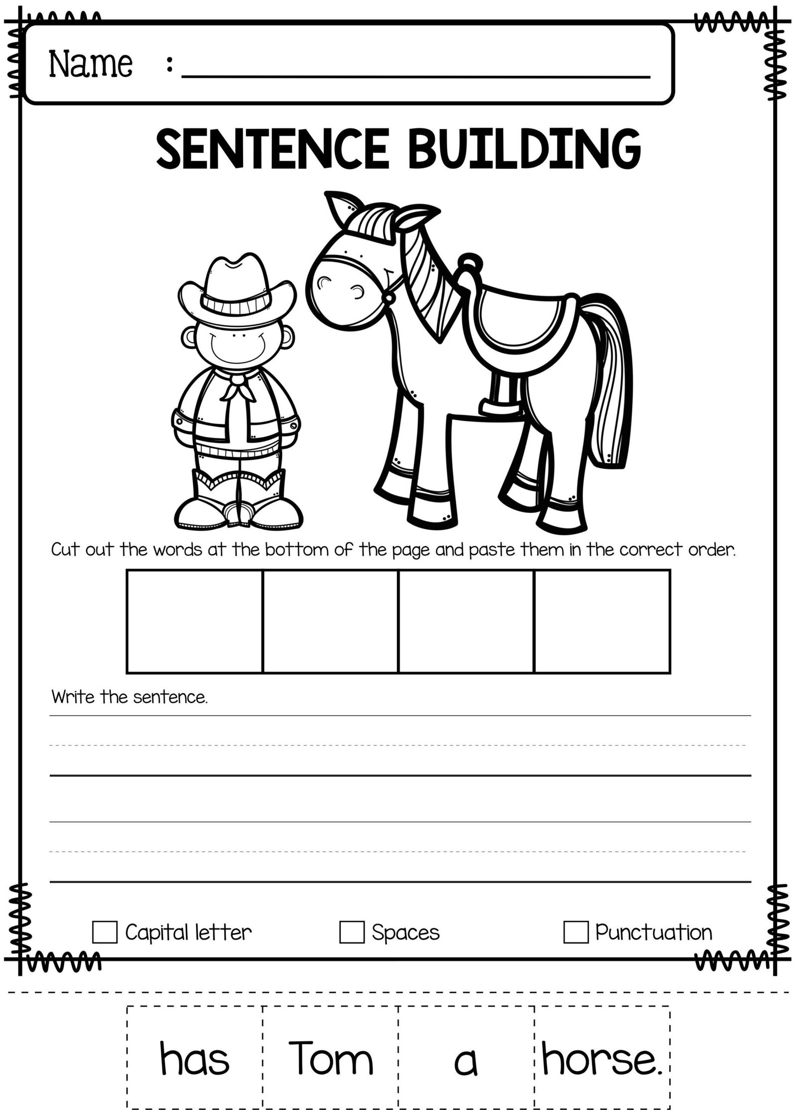 Free Sentence Building Worksheets For First Grade - worksheeta