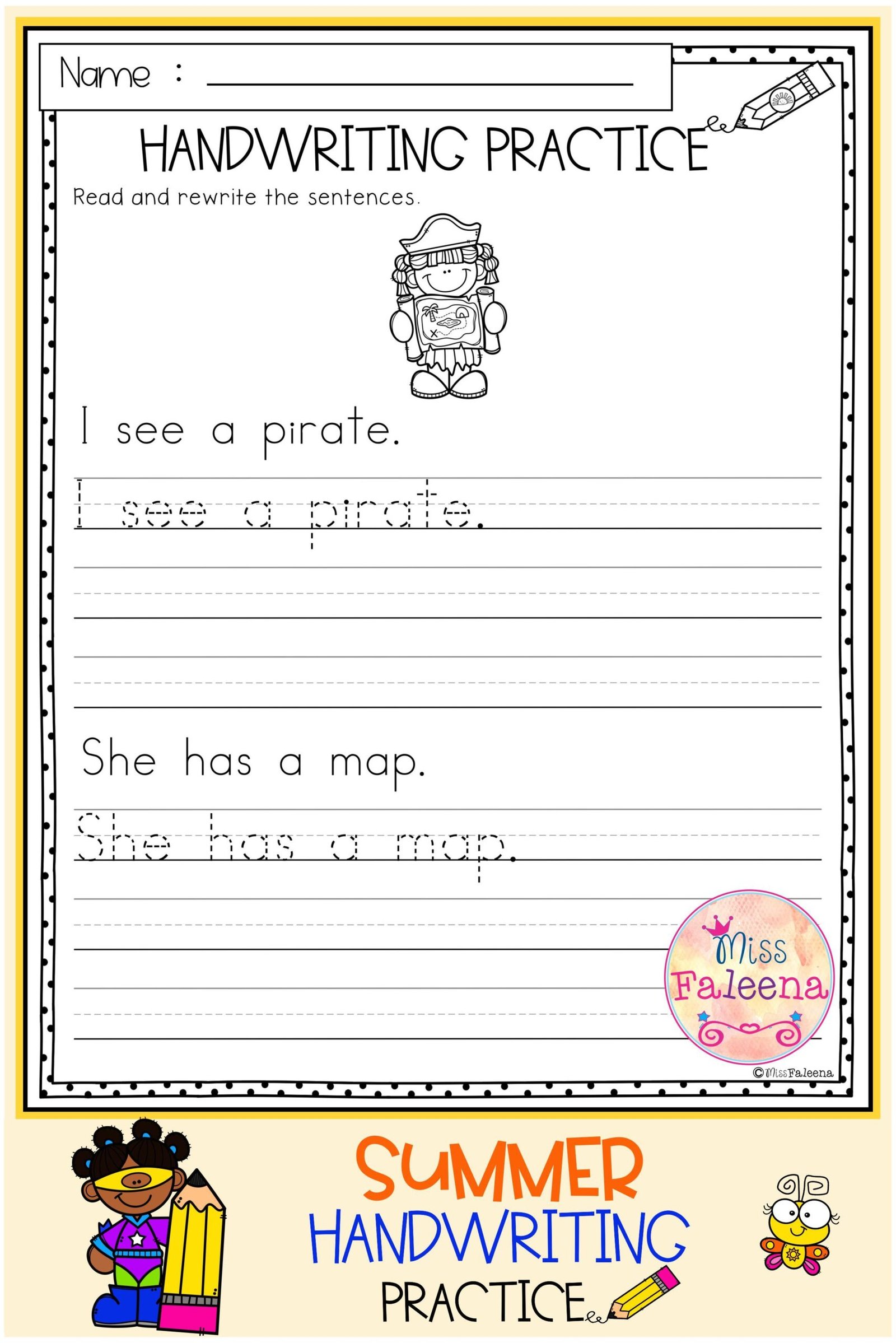 Summer Handwriting Worksheets Worksheets Day