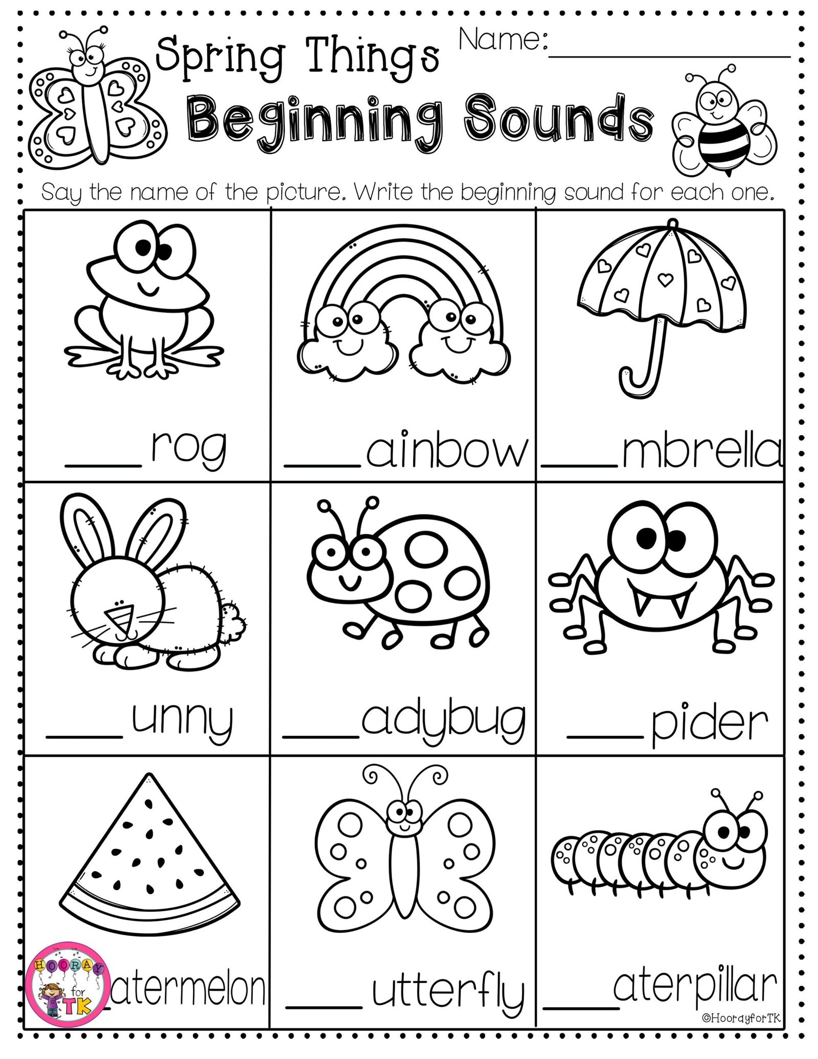 Beginning Sounds Spring Worksheet- Transitional Kindergarten | Fun ... Beginning Sounds Spring Worksheet- Transitional Kindergarten | Fun ...