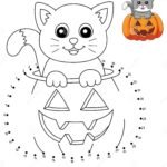 Pumpkin With A Cat Dot To Dot Dot To Dot Cat Inside Pumpkin Halloween Isolated Stock Vector …