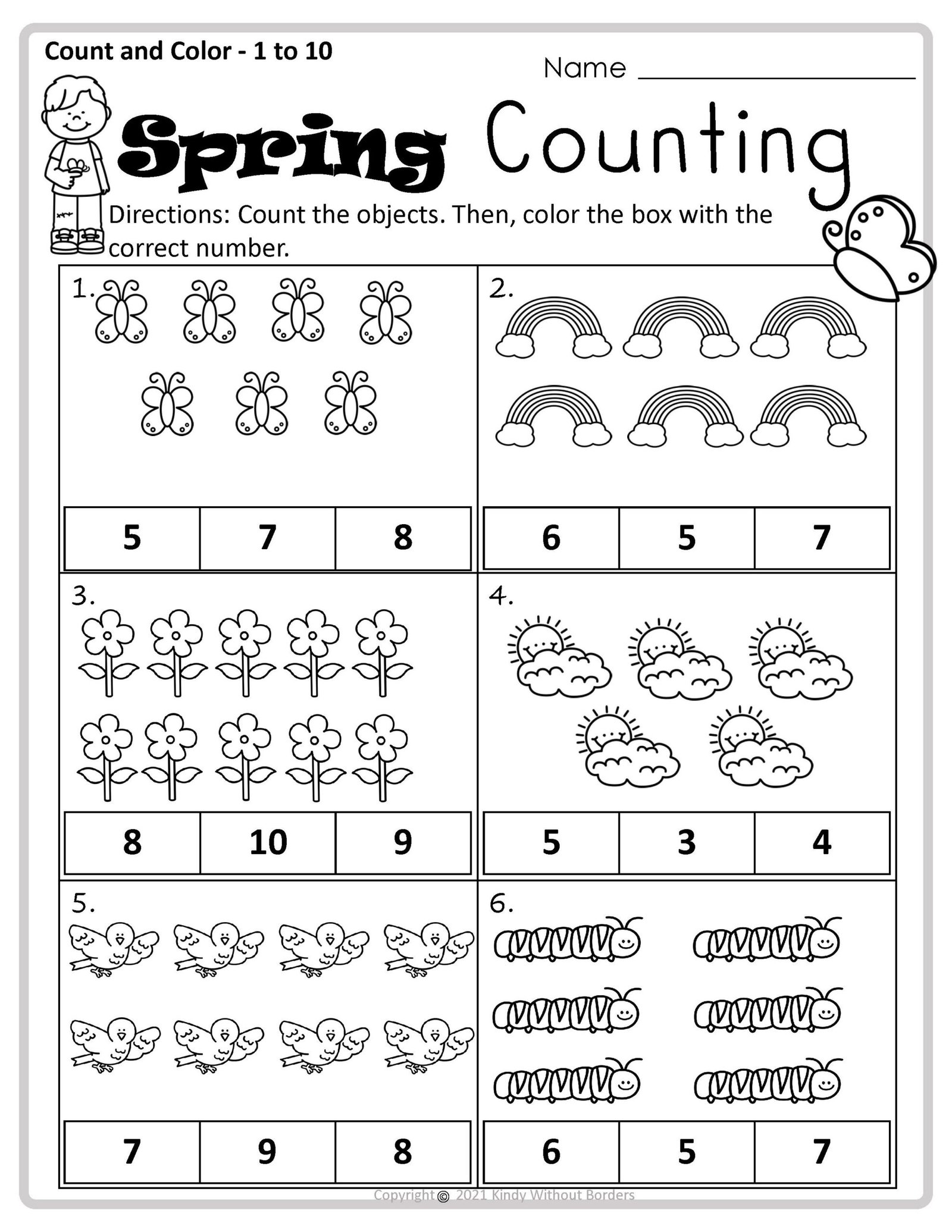 Spring Counting Printables for Preschool, Prekindergarten, and ...