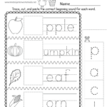 Free Printable Fall Beginning Sounds Worksheet