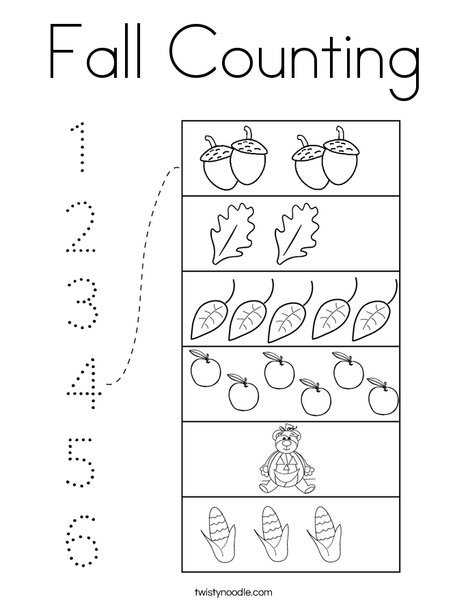 Fall Counting Preschool Worksheet