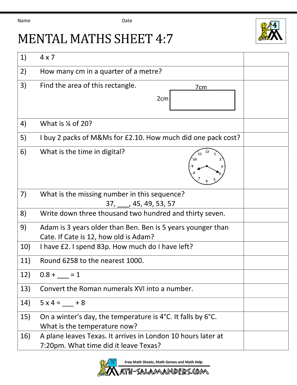  Free Math Worksheets Fourth Grade 4 Addition Add 3 4 Digit Numbers In